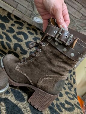 Fly London Brown Suede Women's Lace-Up Ankle Boots with Buckle